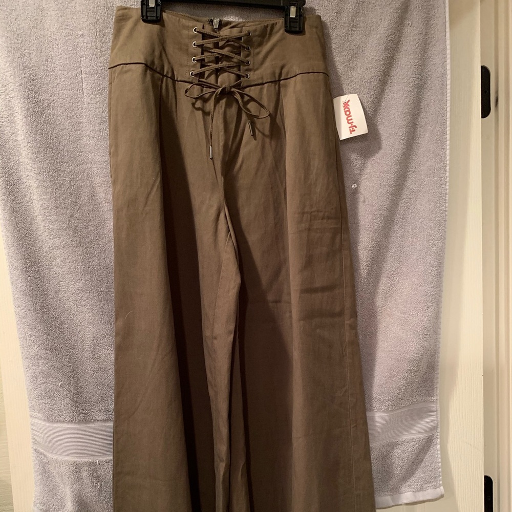 Paige-Charisma Lace-Up Wide Leg Pants, Spring Moss